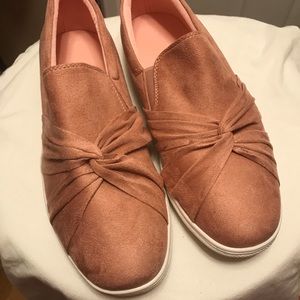 Pink slip ons with knot
